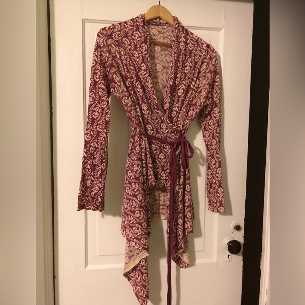 Anthropologie Field and Flower wrap sweater bohemian print